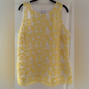 Charter Club XL Yellow Floral Lace Sleeveless Top. 0085